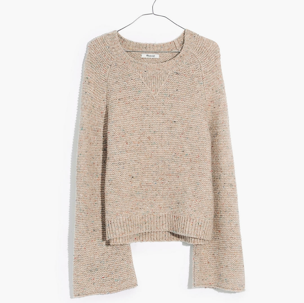 Madewell Flecked Wide-Sleeve Pullover Sweater S